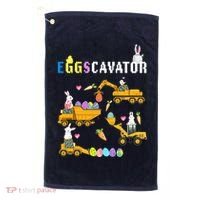 EggsCavator Funny Easter Egg Hunt Golf Towel thumb 0