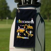 EggsCavator Funny Easter Egg Hunt Golf Towel thumb 2