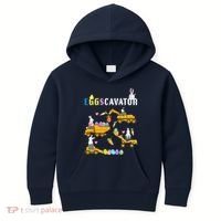 EggsCavator Funny Easter Egg Hunt Kids Hoodie thumb 0