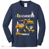 EggsCavator Funny Easter Egg Hunt Kids Long Sleeve Shirt thumb 0
