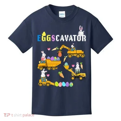 EggsCavator Funny Easter Egg Hunt Kids T-Shirt