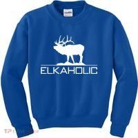 Elkaholic Funny Elk Hunting Gift Kids Sweatshirt thumb 0