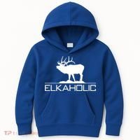 Elkaholic Funny Elk Hunting Gift Kids Hoodie thumb 0