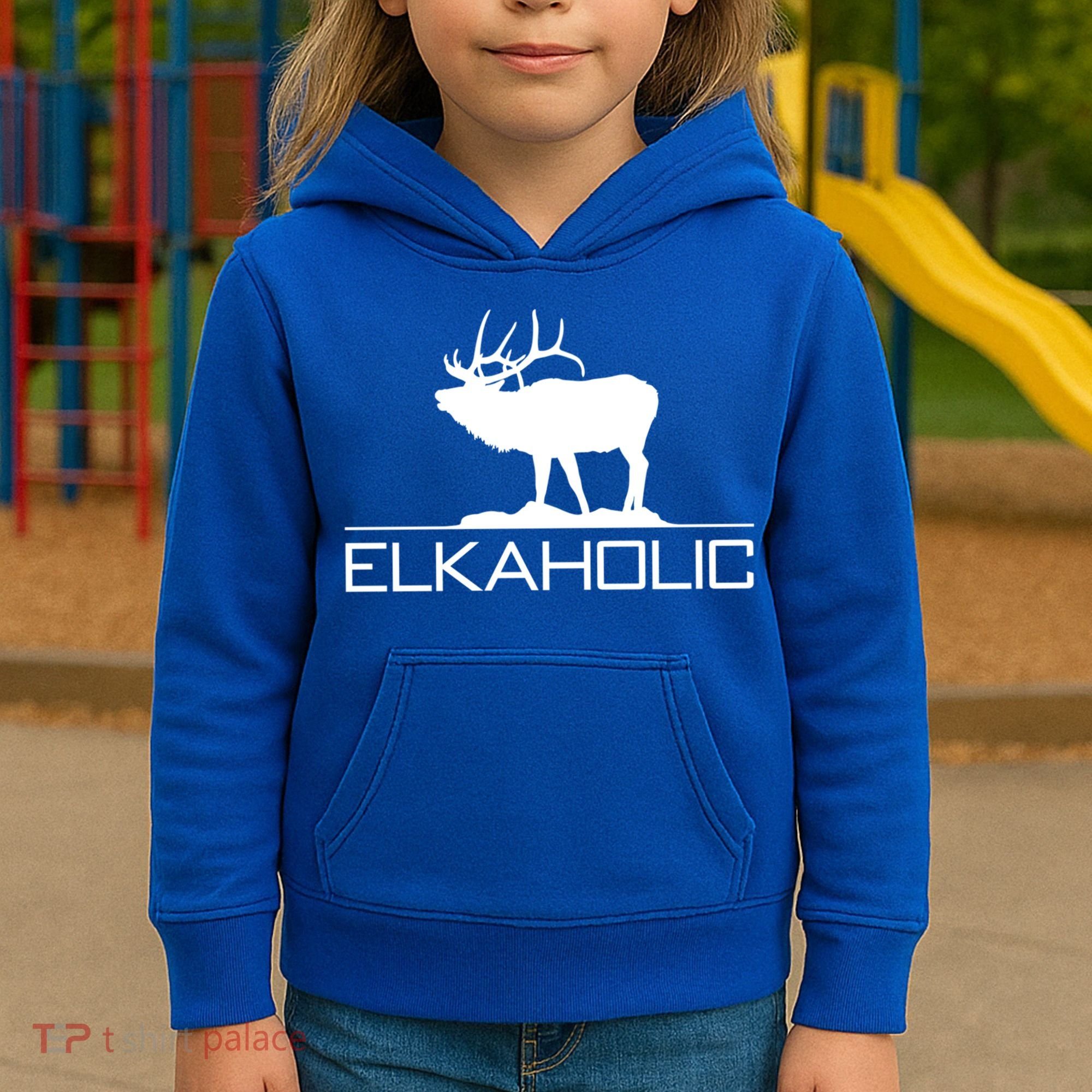 Elkaholic Funny Elk Hunting Gift Kids Hoodie