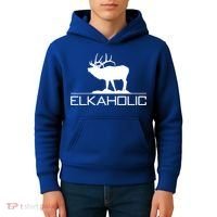 Elkaholic Funny Elk Hunting Gift Kids Hoodie thumb 4