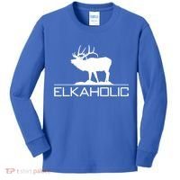 Elkaholic Funny Elk Hunting Gift Kids Long Sleeve Shirt thumb 0