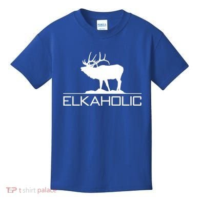 Elkaholic Funny Elk Hunting Gift Kids T-Shirt