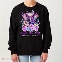 Elephant Flower Forget Me Not Alzheimers Awareness Month Women's Sweatshirt thumb 0