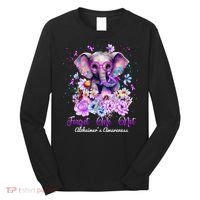 Elephant Flower Forget Me Not Alzheimers Awareness Month Long Sleeve Shirt thumb 0