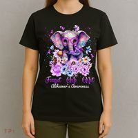 Elephant Flower Forget Me Not Alzheimers Awareness Month T-Shirt thumb 4