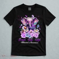 Elephant Flower Forget Me Not Alzheimers Awareness Month T-Shirt thumb 5