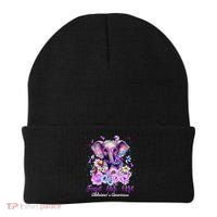 Elephant Flower Forget Me Not Alzheimers Awareness Month Beanie thumb 0