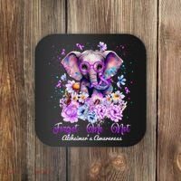 Elephant Flower Forget Me Not Alzheimers Awareness Month Coaster thumb 0
