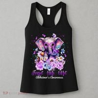 Elephant Flower Forget Me Not Alzheimers Awareness Month Women's Tank Top thumb 3