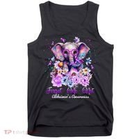 Elephant Flower Forget Me Not Alzheimers Awareness Month Tank Top thumb 0