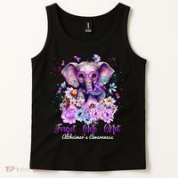 Elephant Flower Forget Me Not Alzheimers Awareness Month Tank Top thumb 2