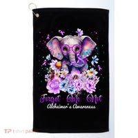 Elephant Flower Forget Me Not Alzheimers Awareness Month Golf Towel thumb 0