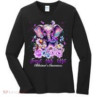 Elephant Flower Forget Me Not Alzheimers Awareness Month Women's Long Sleeve Shirt thumb 0