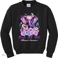Elephant Flower Forget Me Not Alzheimers Awareness Month Kids Sweatshirt thumb 0