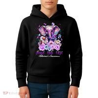 Elephant Flower Forget Me Not Alzheimers Awareness Month Kids Hoodie thumb 4