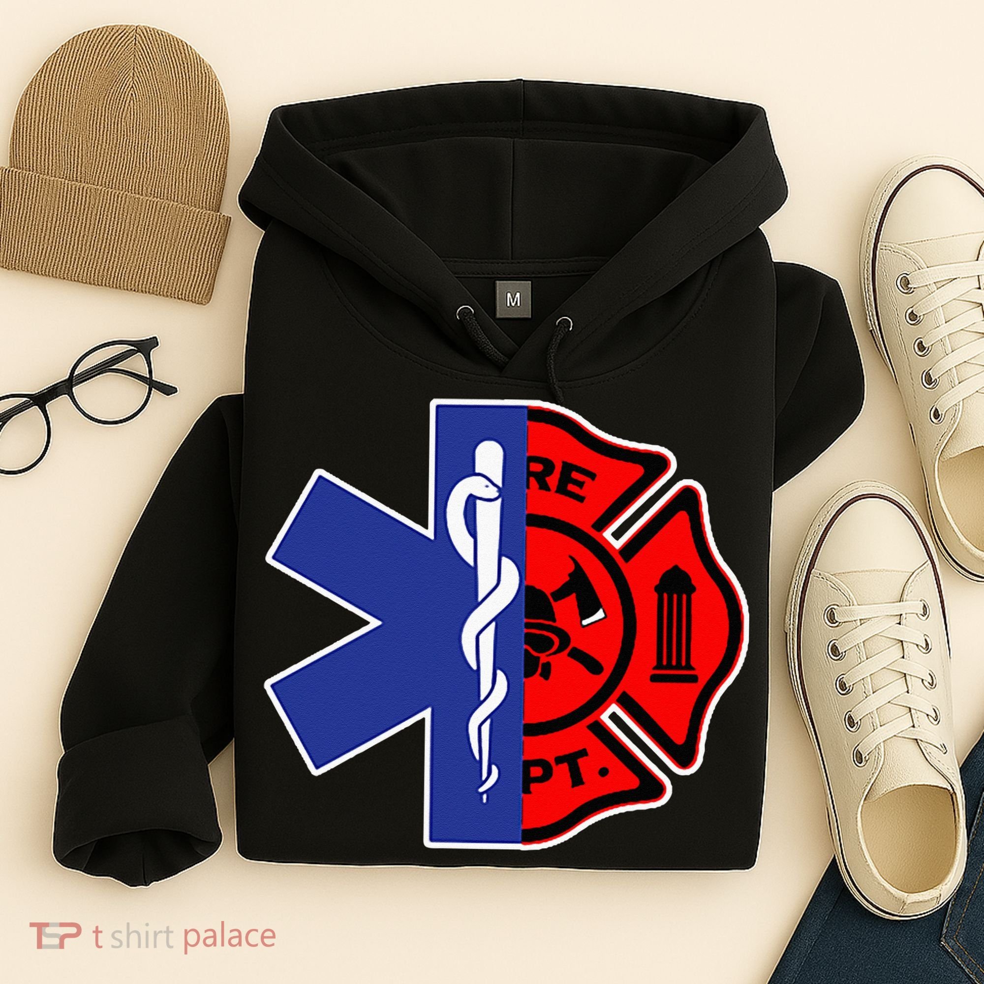 EMT Firefighter Firefighter Two Sided EMS Gift Hoodie