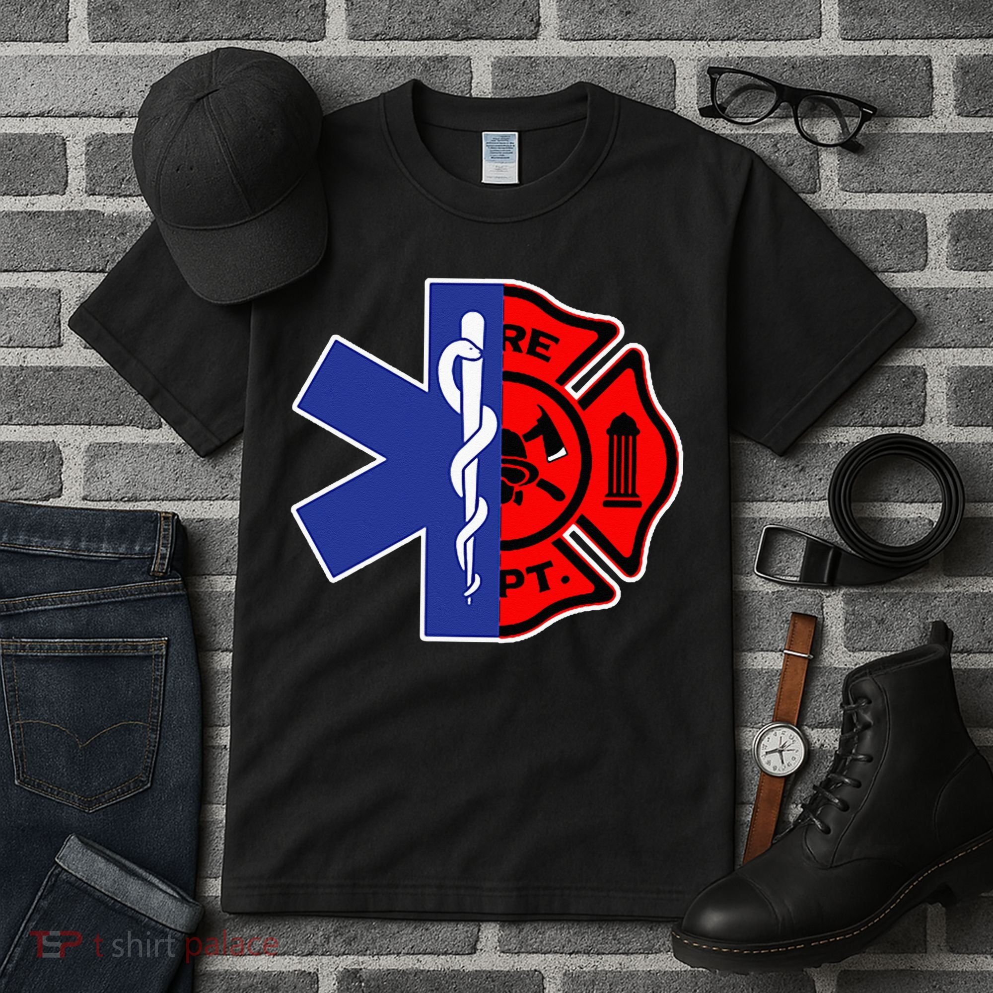 EMT Firefighter Firefighter Two Sided EMS Gift Tall T-Shirt