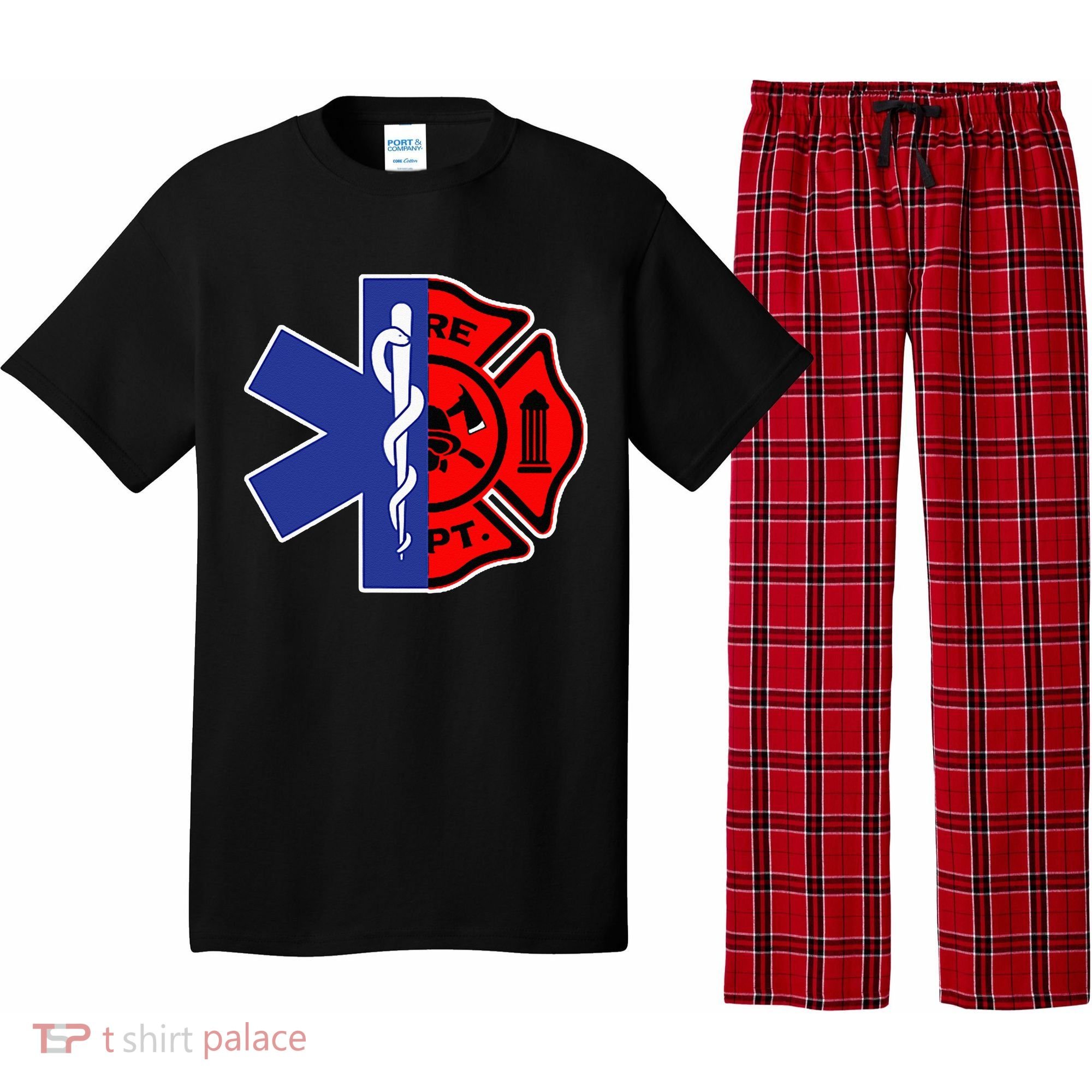 EMT Firefighter Firefighter Two Sided EMS Gift Pajama Set