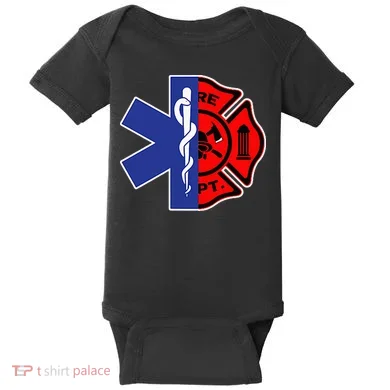EMT Firefighter Firefighter Two Sided EMS Gift Baby Bodysuit