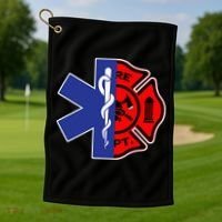 EMT Firefighter Firefighter Two Sided EMS Gift Golf Towel thumb 1