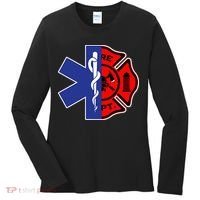 EMT Firefighter Firefighter Two Sided EMS Gift Women's Long Sleeve Shirt thumb 0