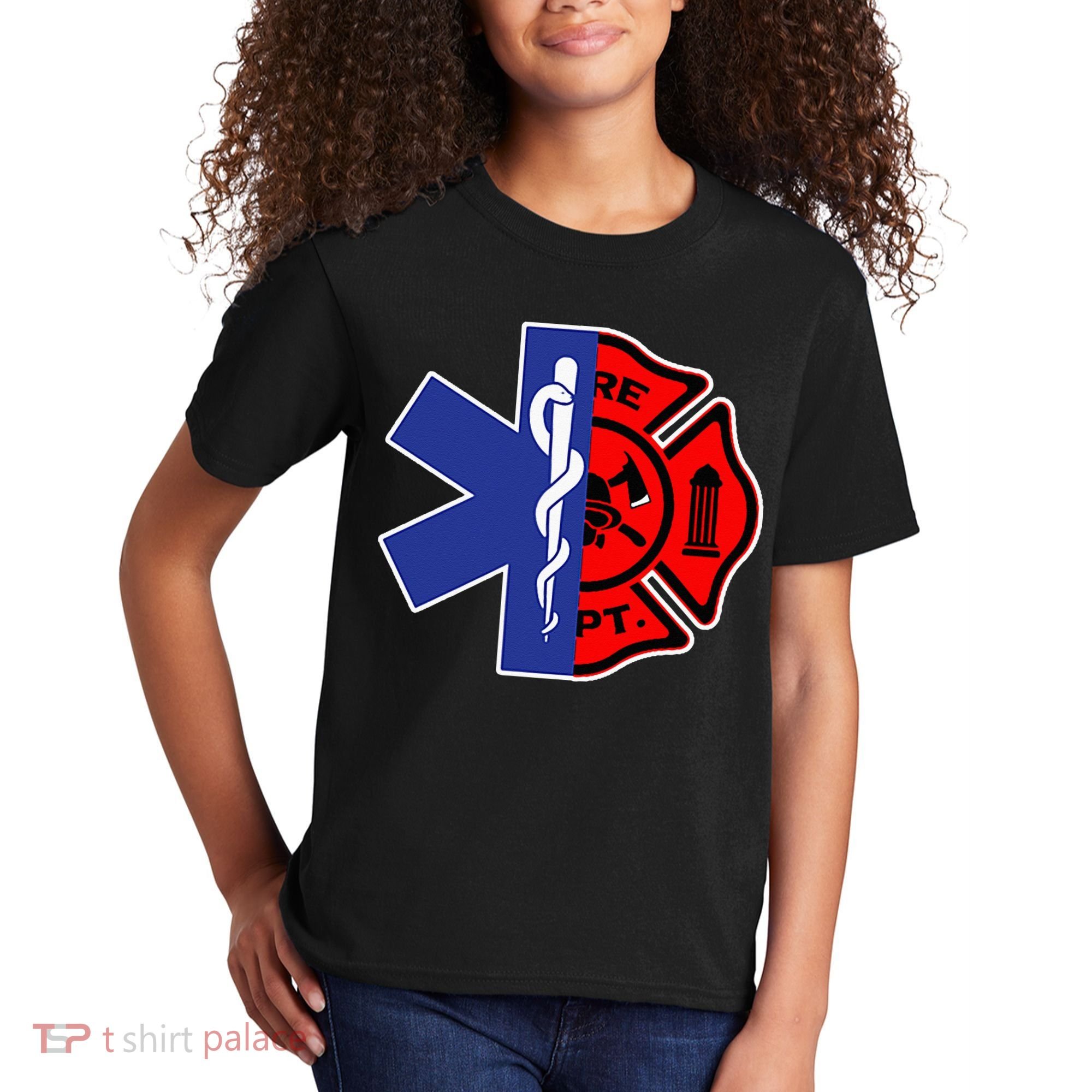 EMT Firefighter Firefighter Two Sided EMS Gift Kids T-Shirt