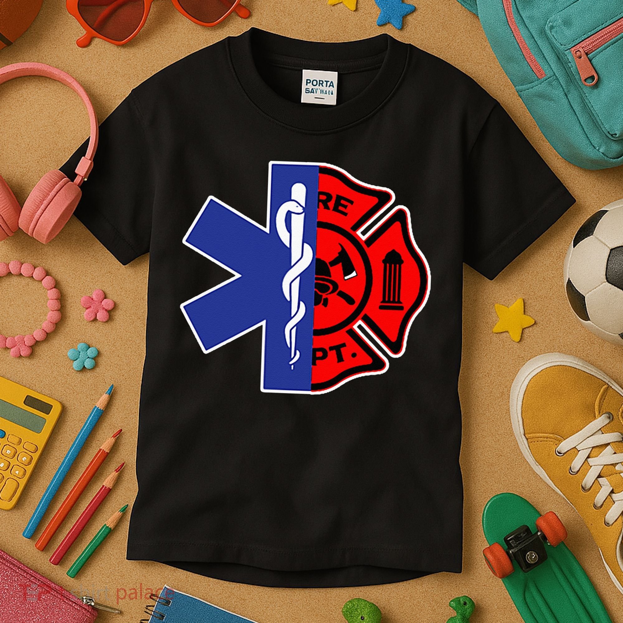 EMT Firefighter Firefighter Two Sided EMS Gift Kids T-Shirt