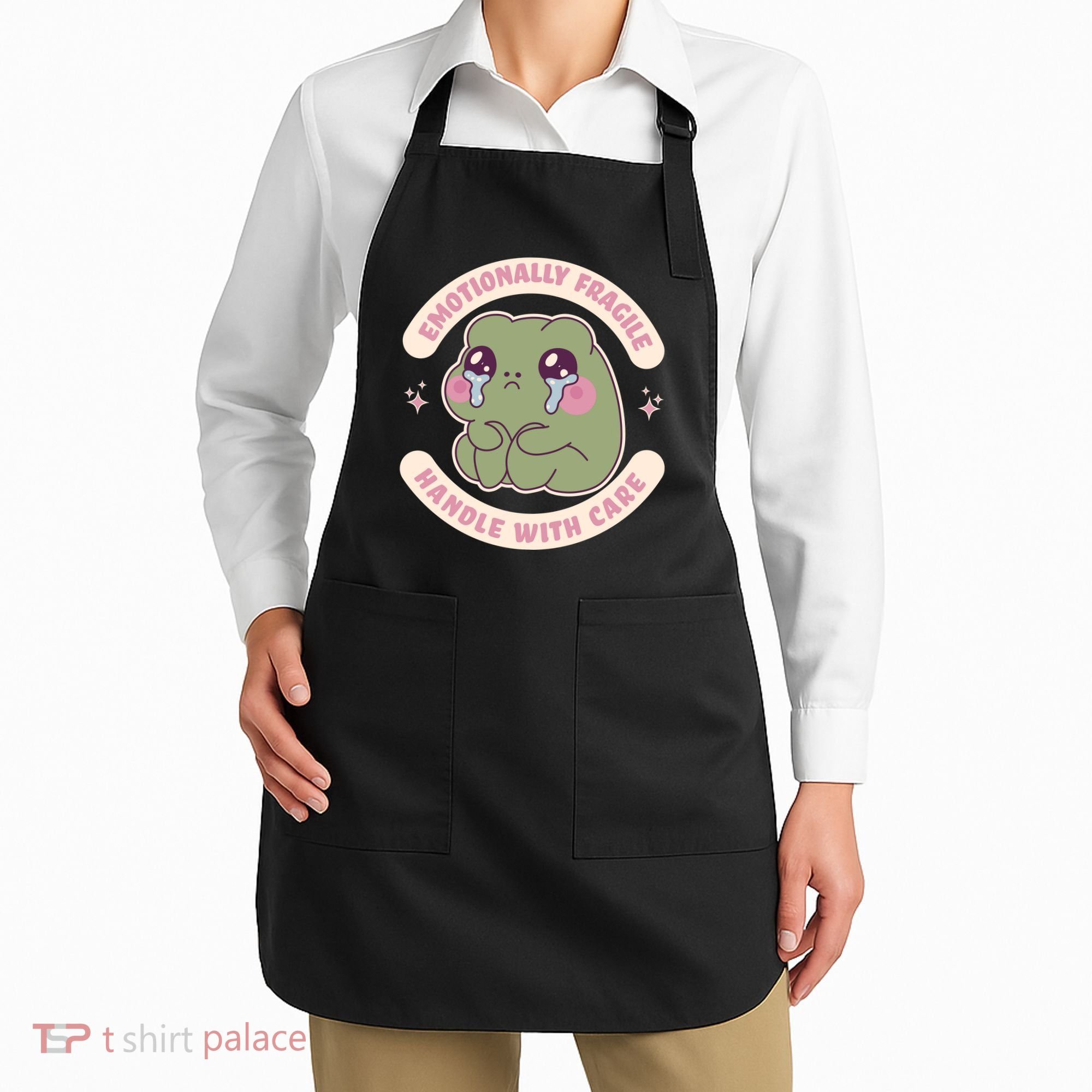 Emotionally Fragile Handle With Care Cute Crying Frog Apron