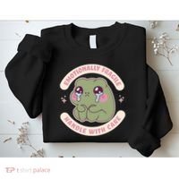 Emotionally Fragile Handle With Care Cute Crying Frog Sweatshirt thumb 2