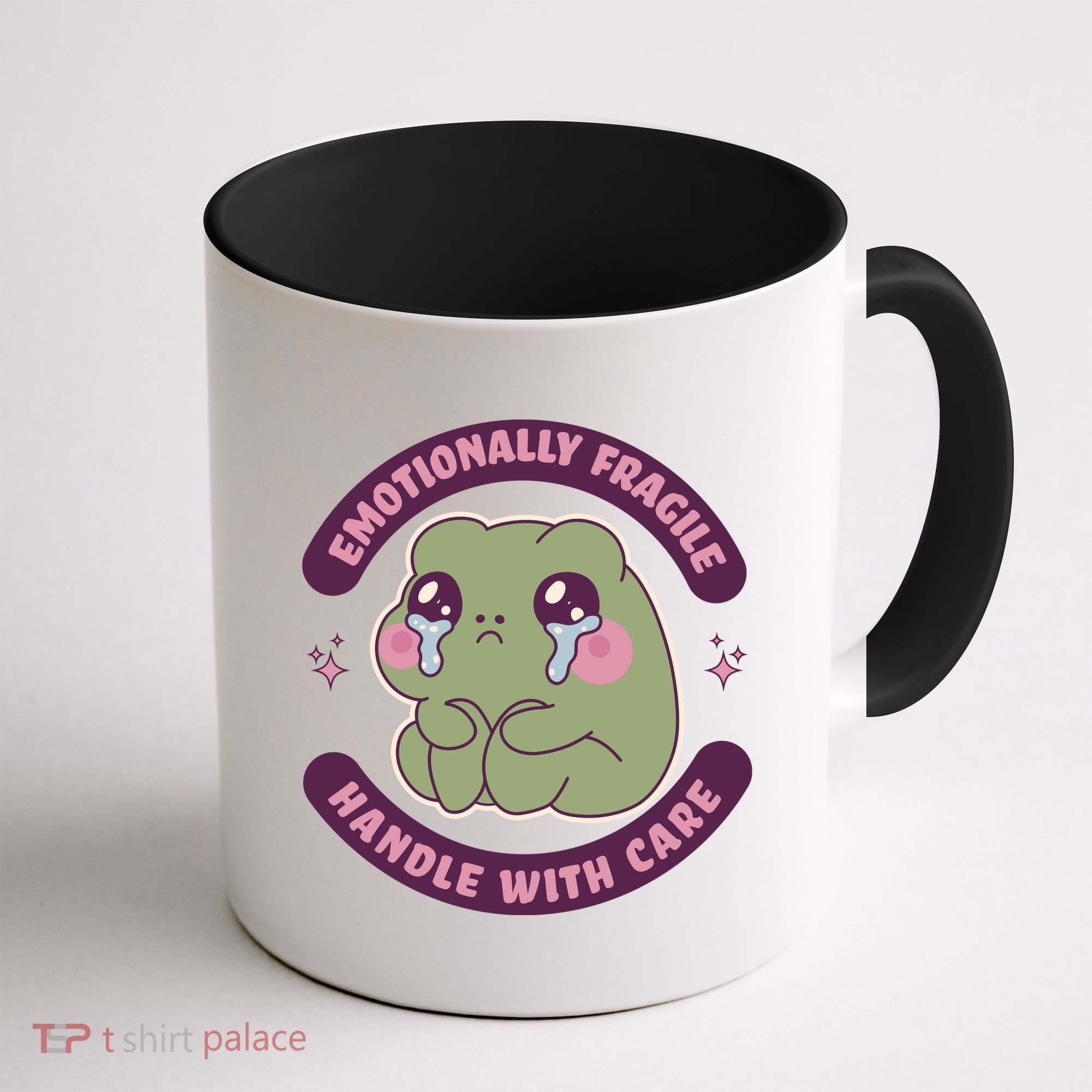 Emotionally Fragile Handle With Care Cute Crying Frog Coffee Mug