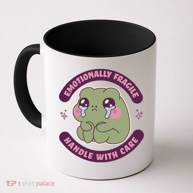 Emotionally Fragile Handle With Care Cute Crying Frog Coffee Mug