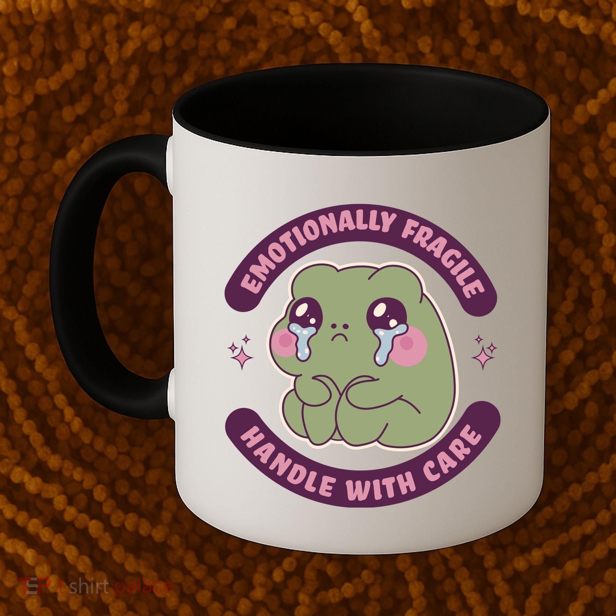 Emotionally Fragile Handle With Care Cute Crying Frog Coffee Mug