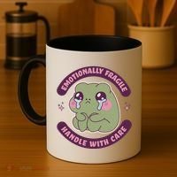 Emotionally Fragile Handle With Care Cute Crying Frog Coffee Mug thumb 4