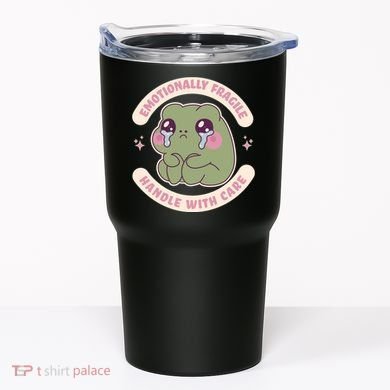 Emotionally Fragile Handle With Care Cute Crying Frog Tumbler