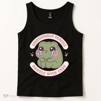Emotionally Fragile Handle With Care Cute Crying Frog Tank Top thumb 2