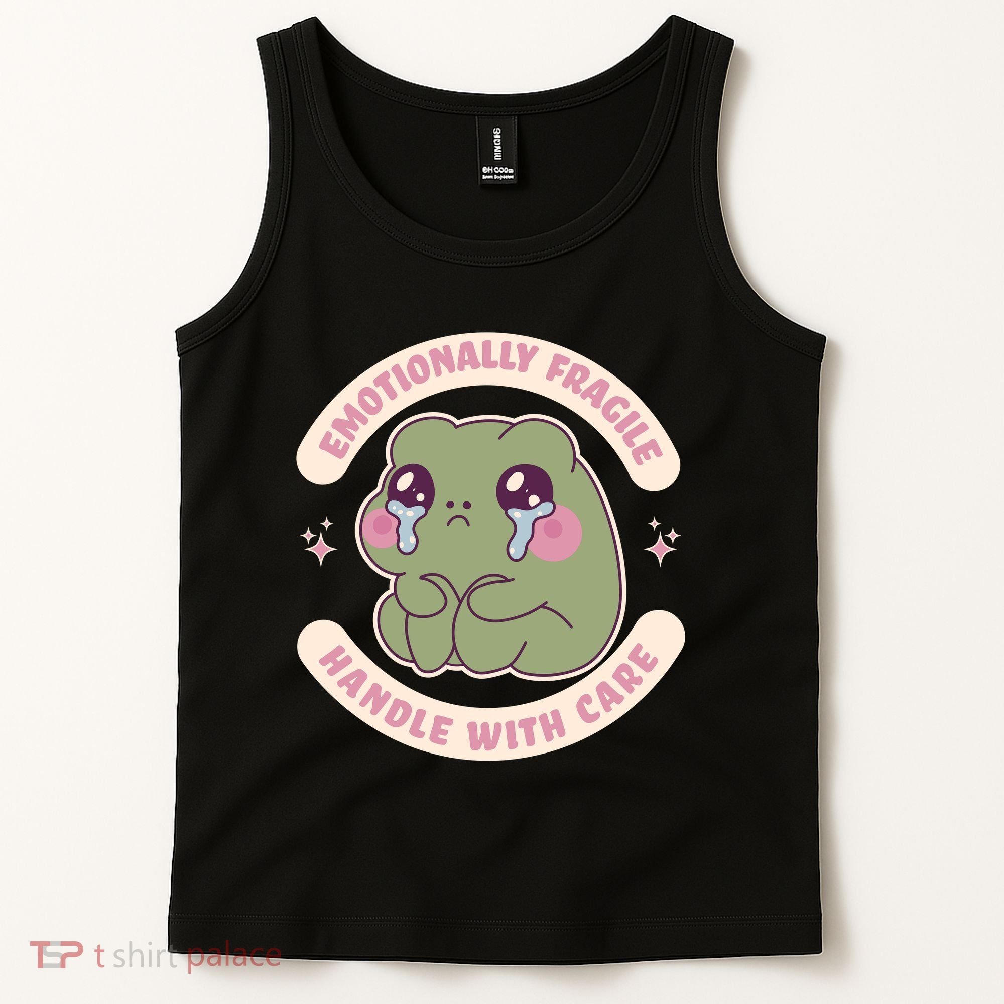 Emotionally Fragile Handle With Care Cute Crying Frog Tank Top