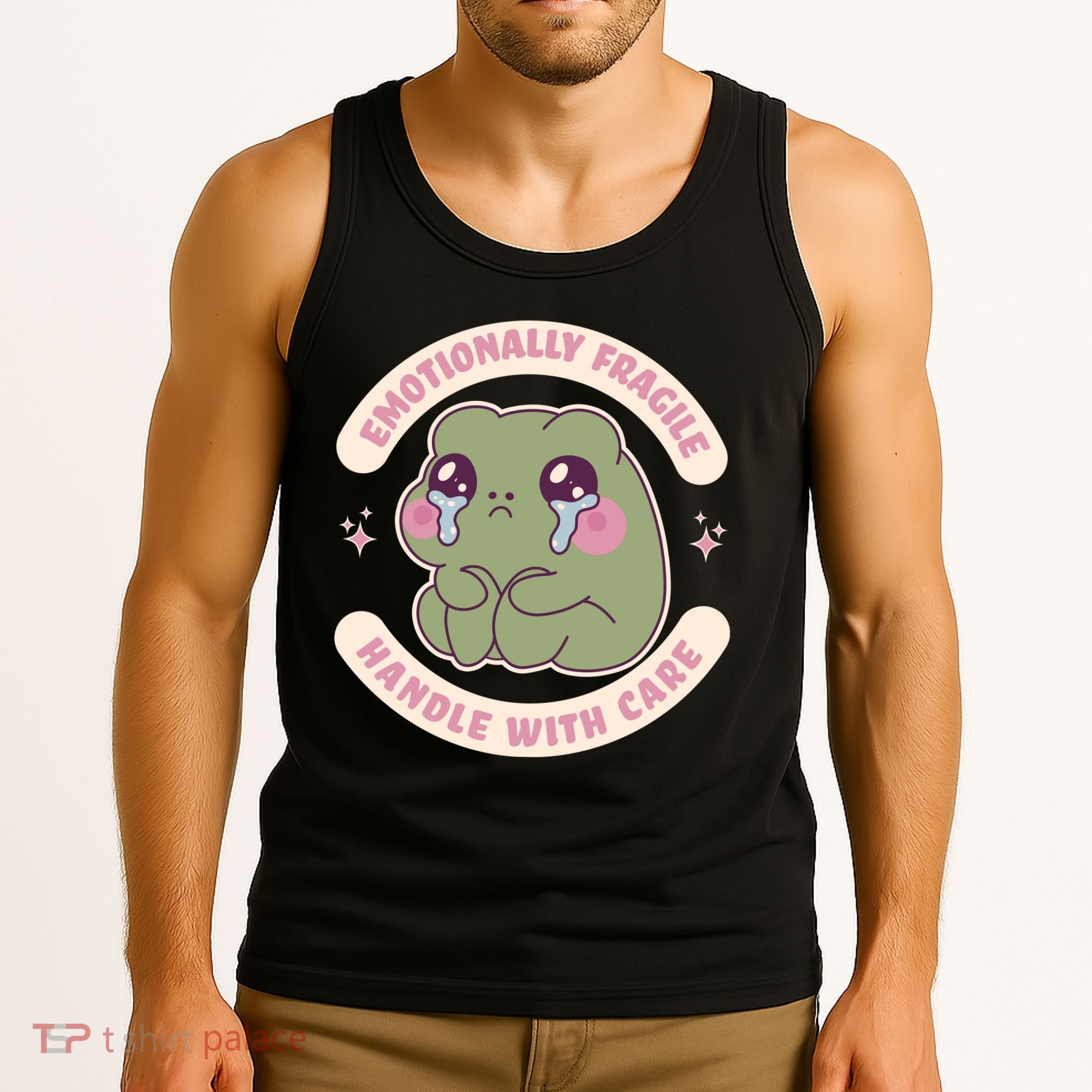 Emotionally Fragile Handle With Care Cute Crying Frog Tank Top