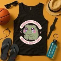 Emotionally Fragile Handle With Care Cute Crying Frog Tank Top thumb 4