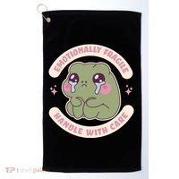 Emotionally Fragile Handle With Care Cute Crying Frog Golf Towel thumb 0