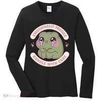 Emotionally Fragile Handle With Care Cute Crying Frog Women's Long Sleeve Shirt thumb 0