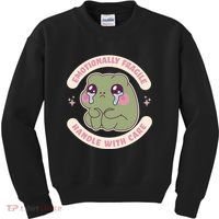 Emotionally Fragile Handle With Care Cute Crying Frog Kids Sweatshirt thumb 0