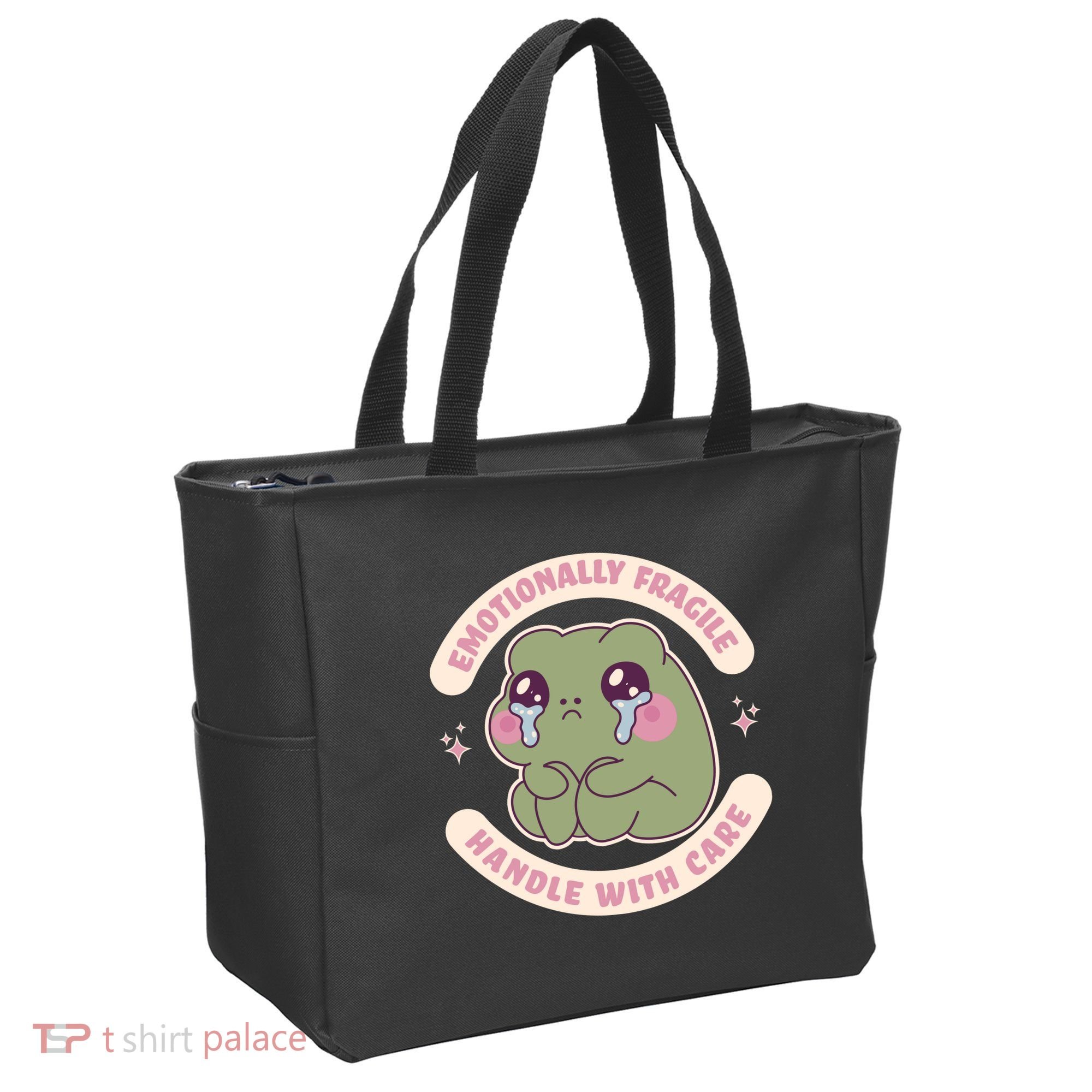 Emotionally Fragile Handle With Care Cute Crying Frog Tote Bag