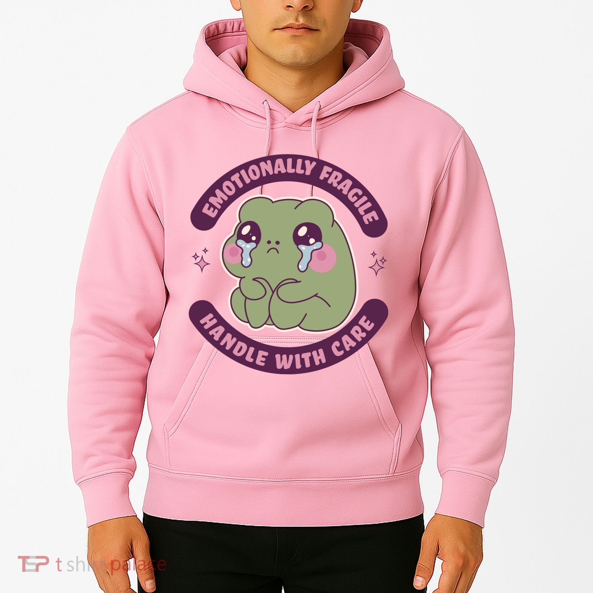 Emotionally Fragile Handle With Care Cute Crying Frog Hoodie