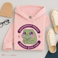 Emotionally Fragile Handle With Care Cute Crying Frog Hoodie thumb 4