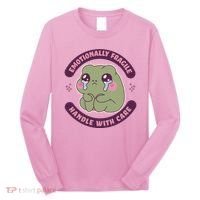 Emotionally Fragile Handle With Care Cute Crying Frog Long Sleeve Shirt thumb 0